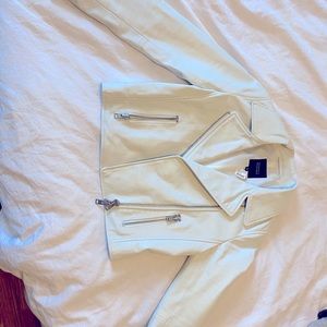 Barney’s New York real cropped leather jacket.